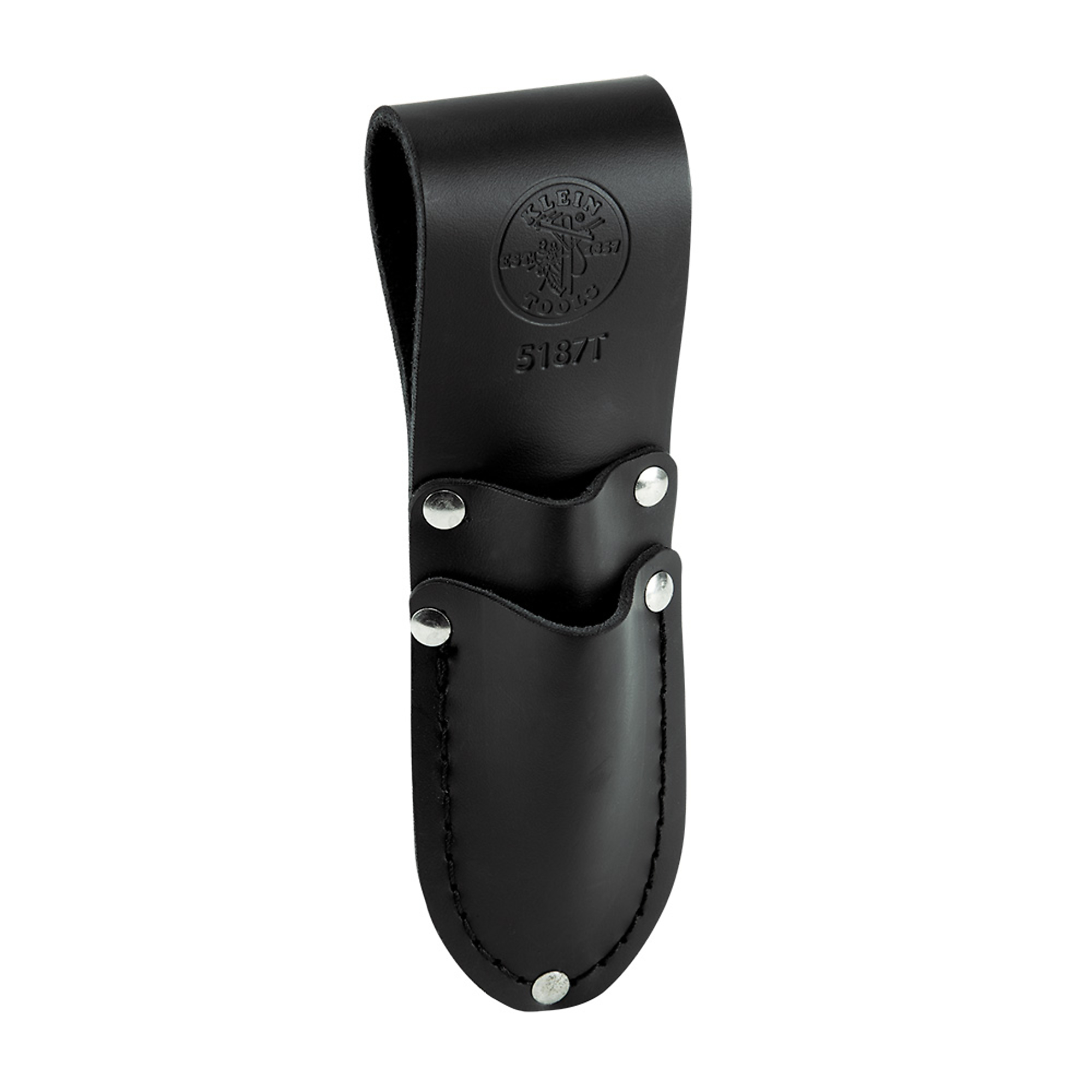 Klein Tools, Scissors and Cable Splicer's Knife Holder, Color Black, Pockets (qty.) 2 Material Leather, Model# 5187T